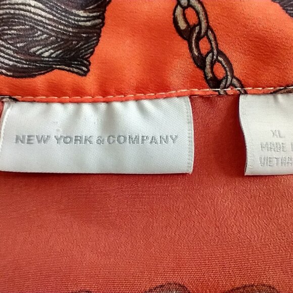 New York & Co., Scarf Print Button Down Blouse - XL - Picture 3 of 3